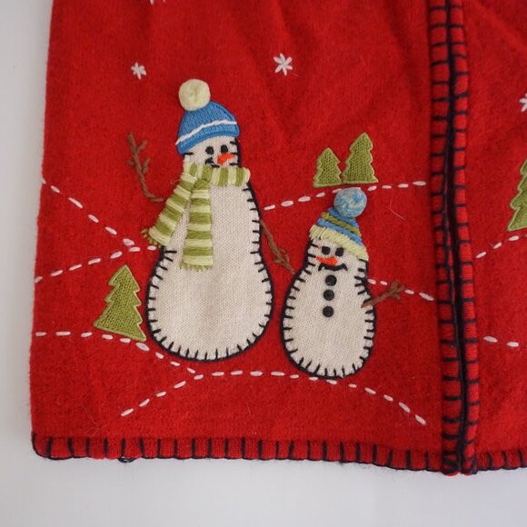 Vintage Coldwater Creek Snowman Vest Red Knit Christmas Sweater Festive XL - Picture 6 of 7